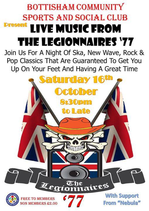 Live Music from The Legionnaires '77 16th October @ 8pm