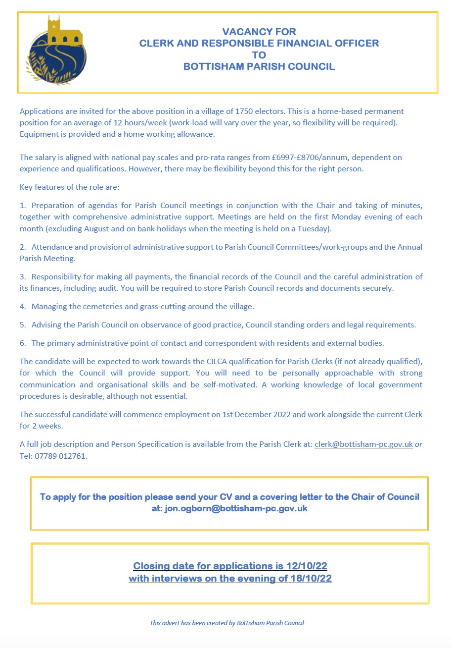Parish Clerk Recruited