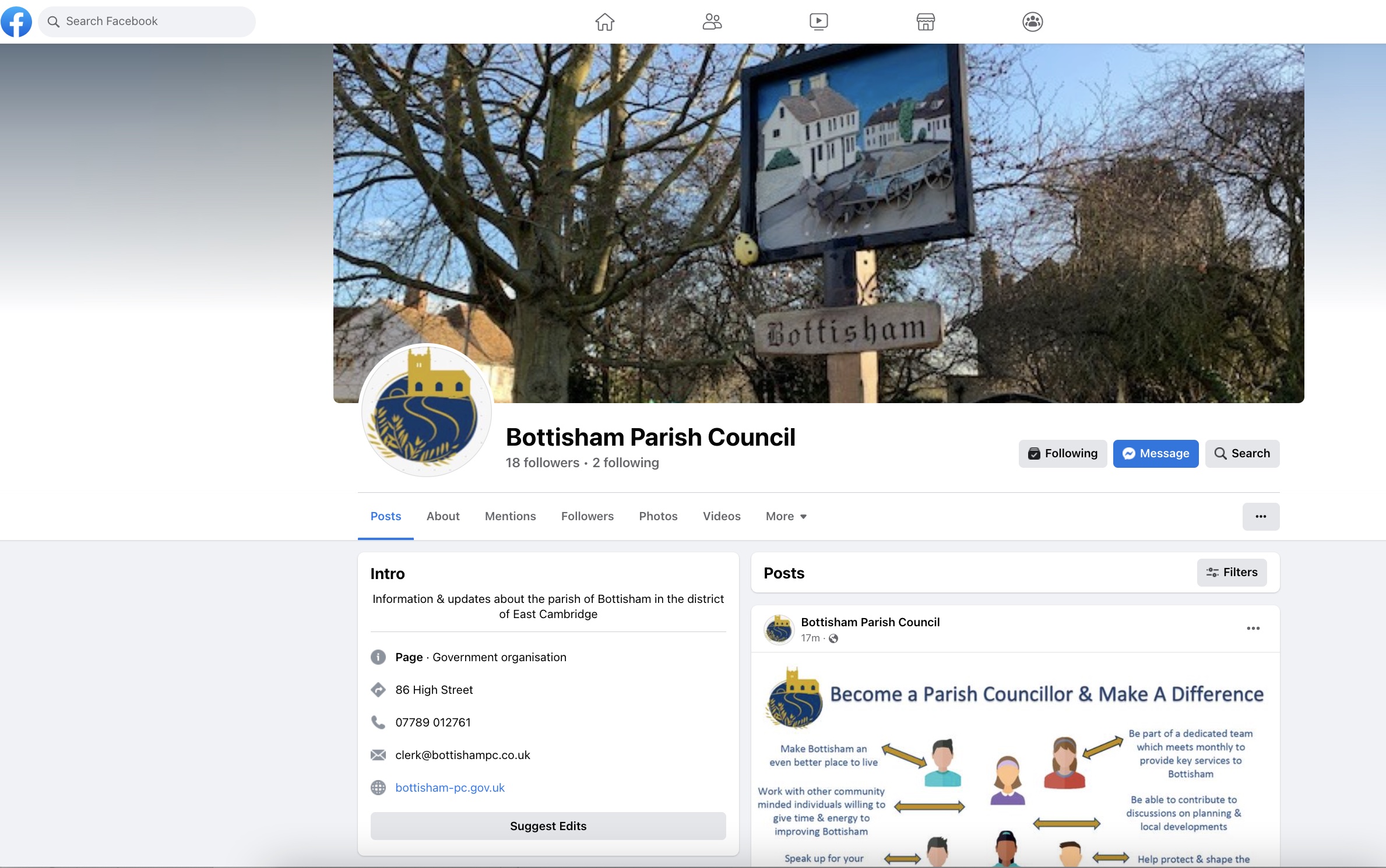 Bottisham Parish Council Facebook