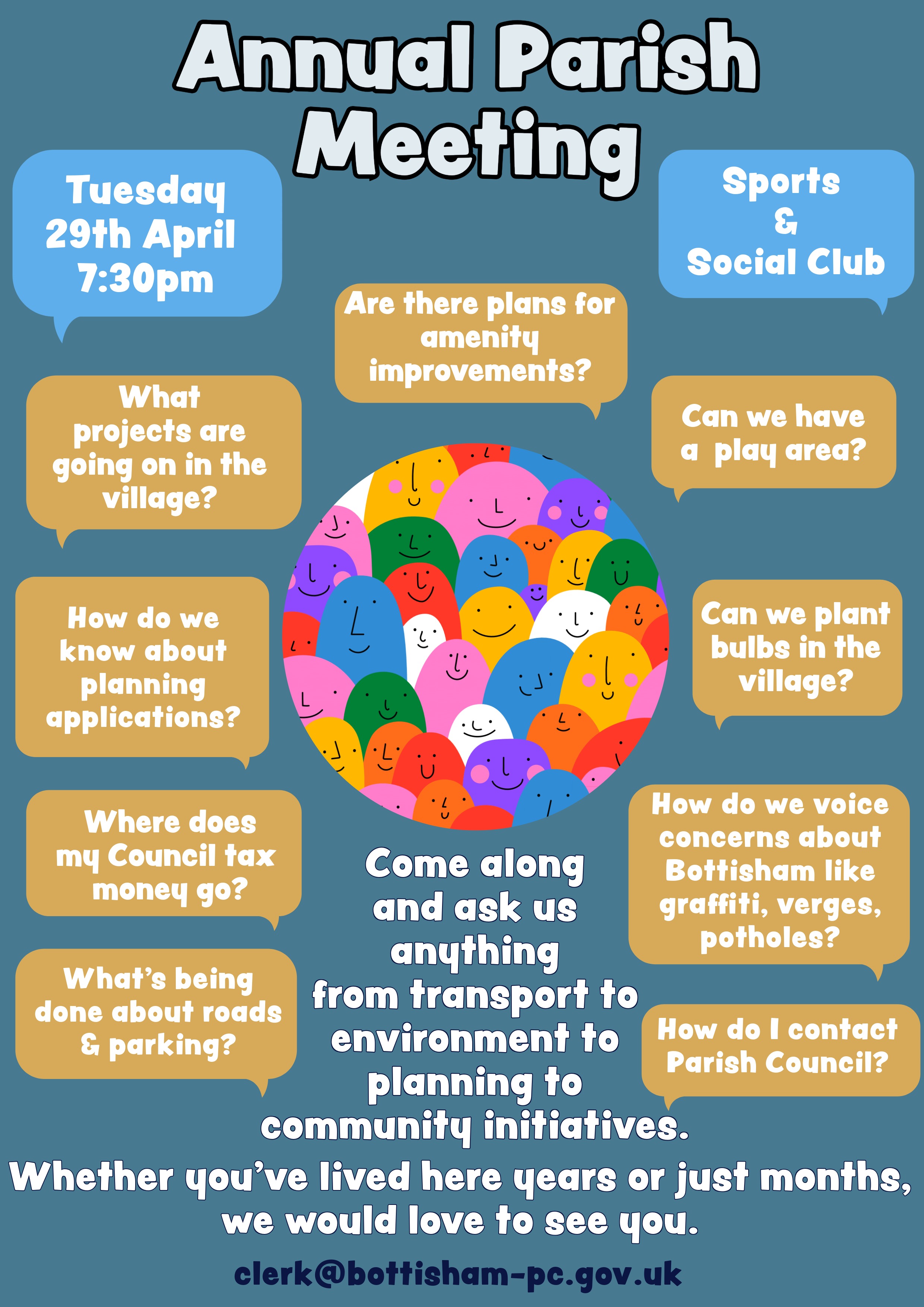 Bottisham Annual Parish Meeting 29th April 7:30pm