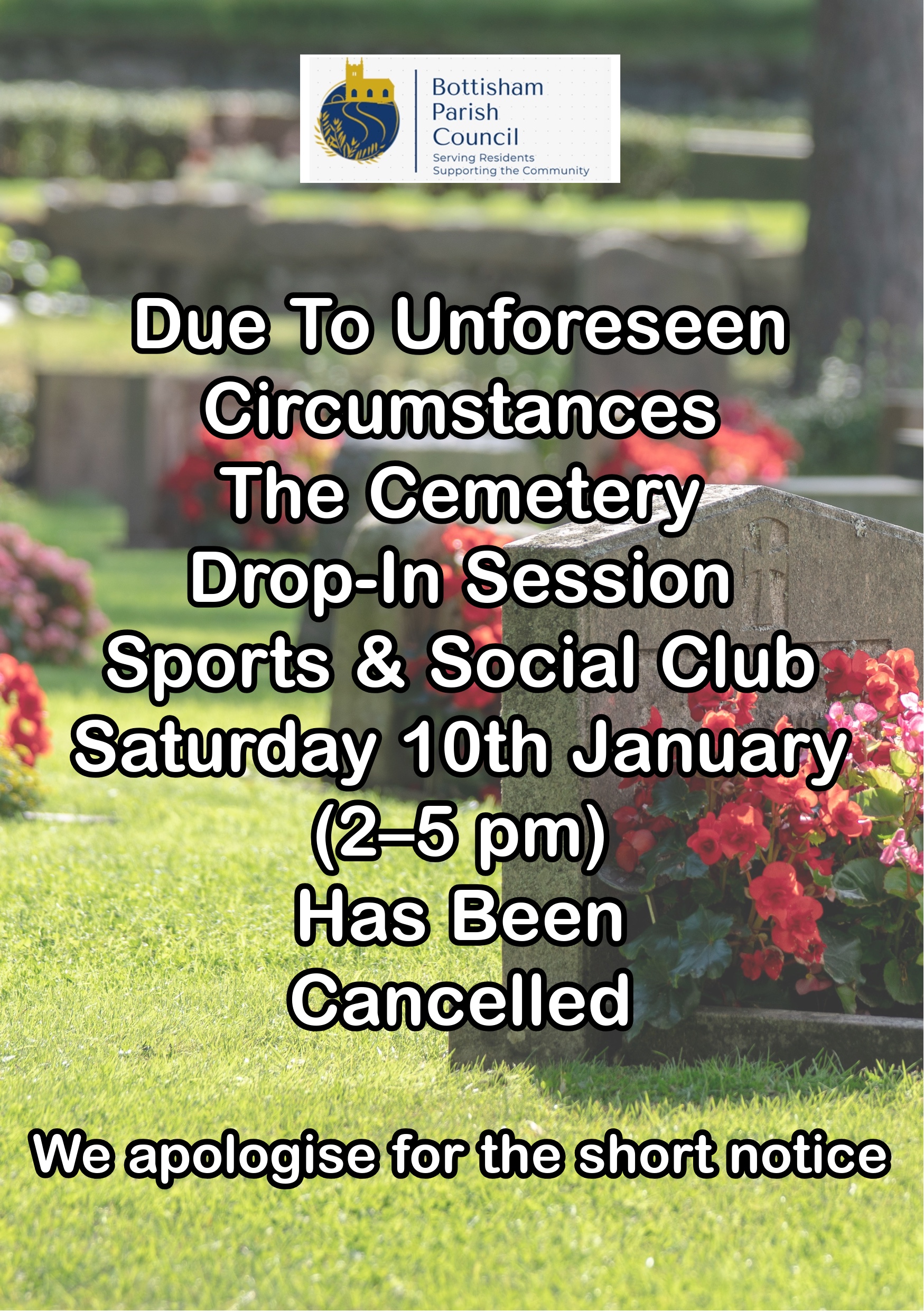 Cancelled - Drop-In Session Saturday 10th January (Cemetery)